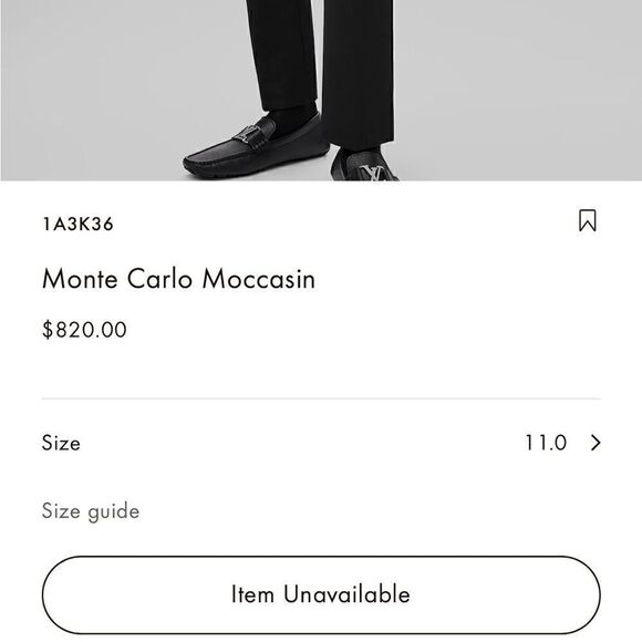 Mens LOUIS VUITTON Leather Drivers with Silver Tone Metal LV Motif |Size: 11M| - Picture 3 of 12